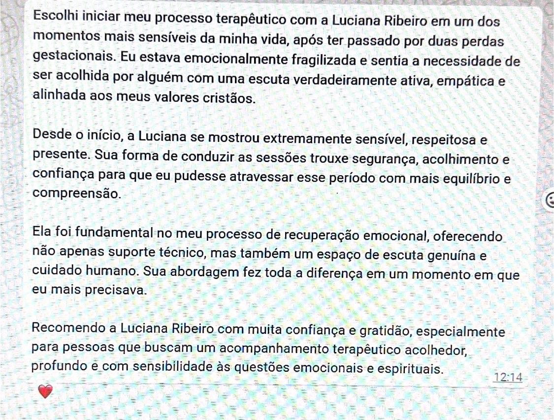 Depoimento de paciente sobre acolhimento e recuperação emocional